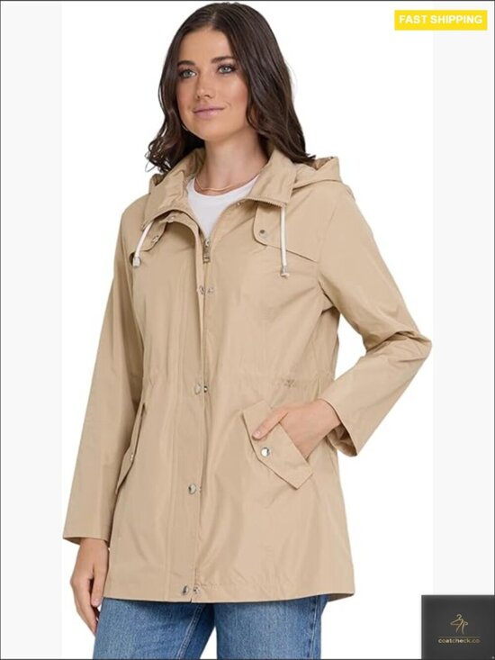 Jackets & Blazers - Women's Waterproof Rain Jacket Hooded Anorak Windbreaker Lightweight Classic Fit